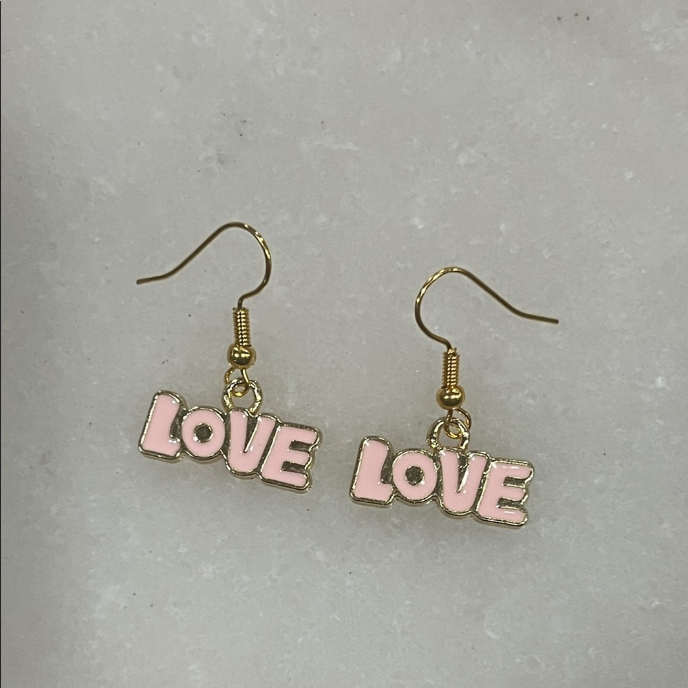 3/$30 Bundle • Cute Love Word Earrings • Kawaii Fun Pink Jewelry